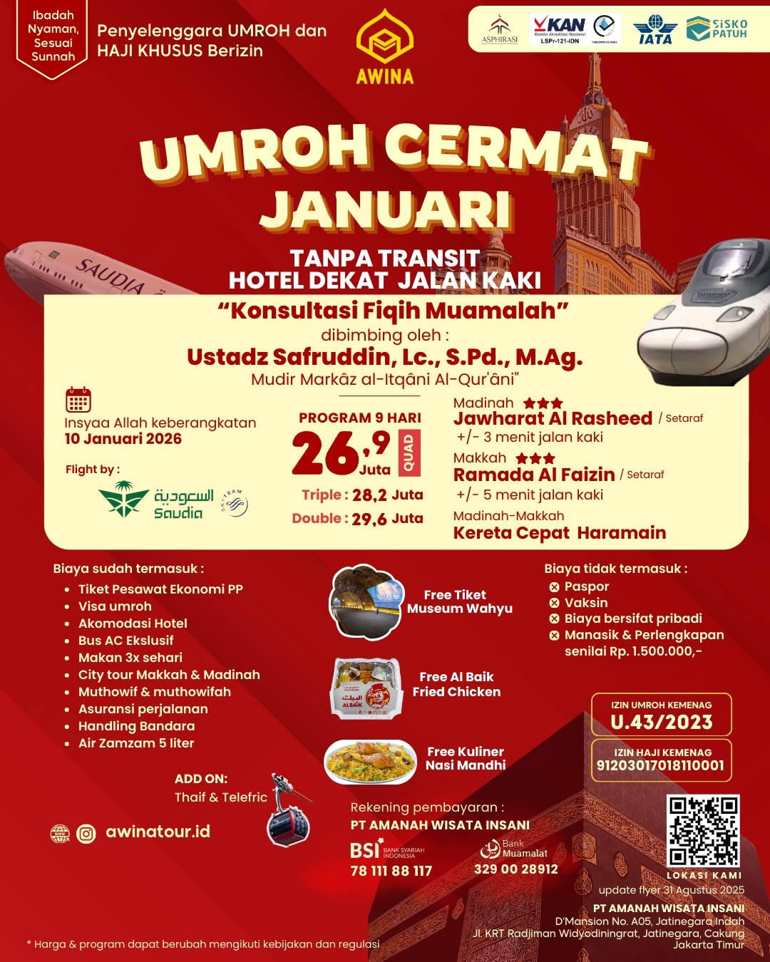 Umroh Cermat 10 Januari 2026 AWINA