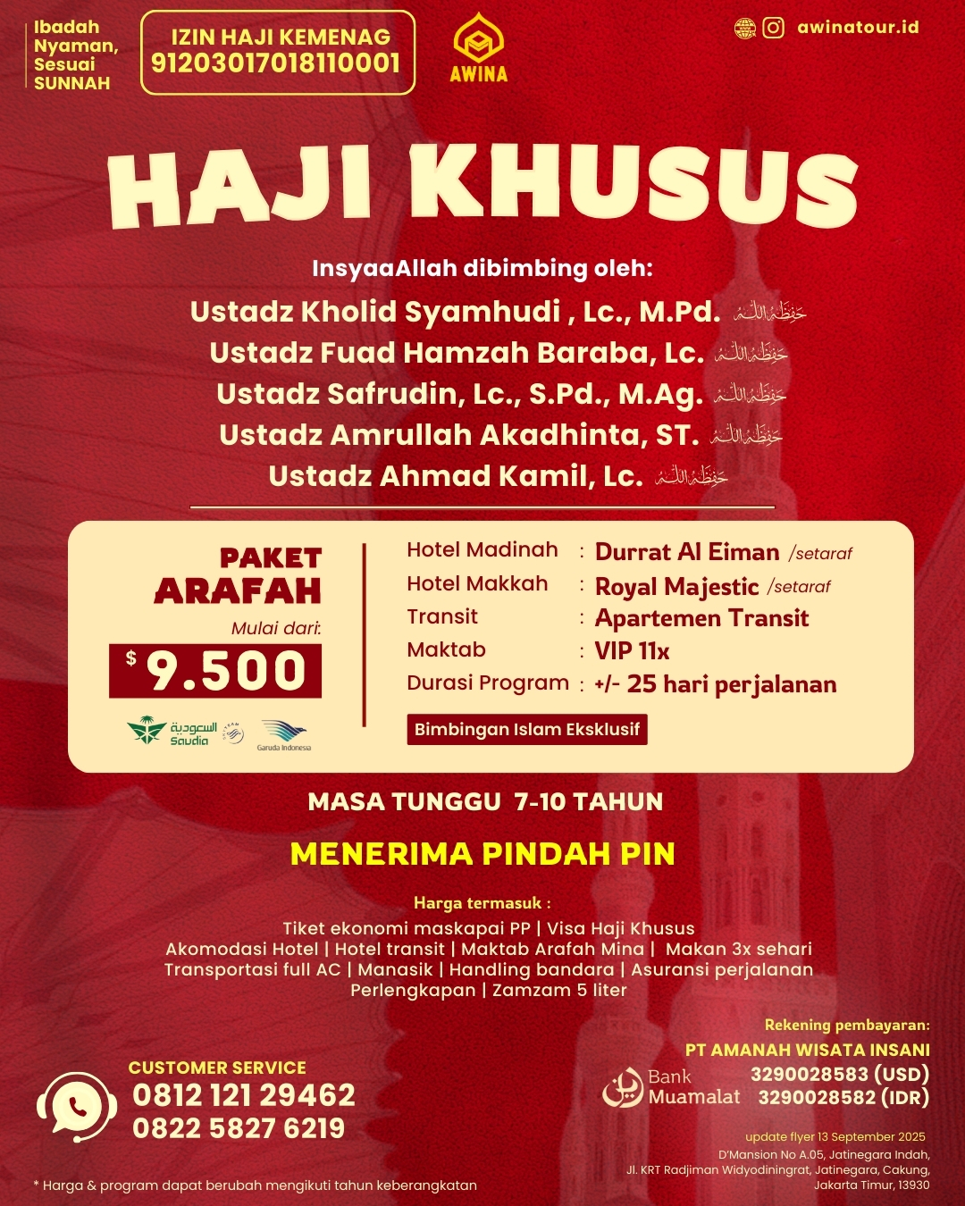Haji Khusus AWINA Paket ARAFAH