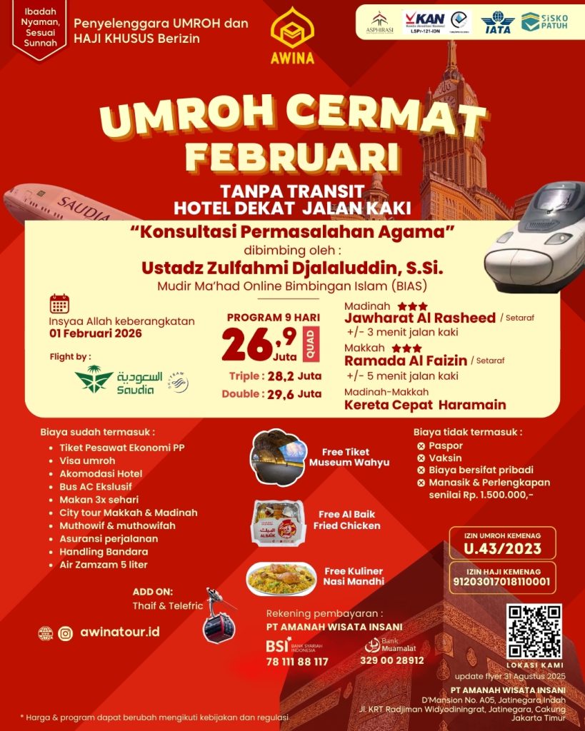 Umroh Cermat 1 Februari 2026 AWINA