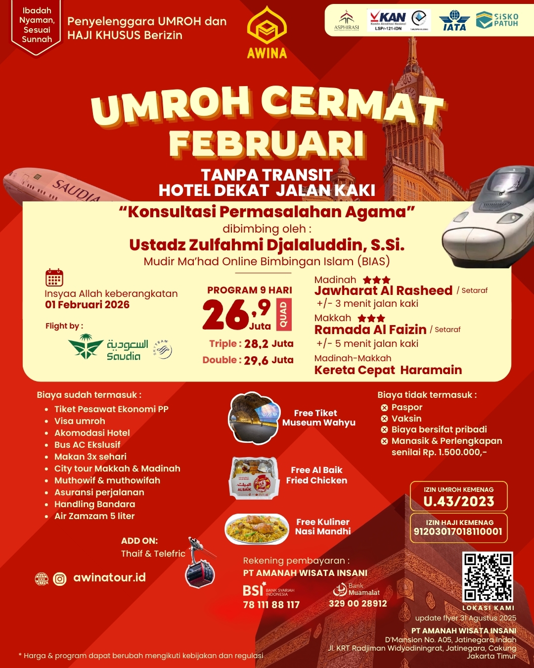 Umroh Cermat 1 Februari 2026 AWINA