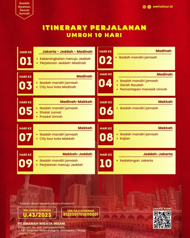 Intinerary Umroh 10D AWINA