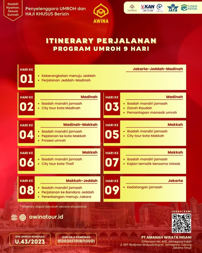 Itinerary Umroh 9D