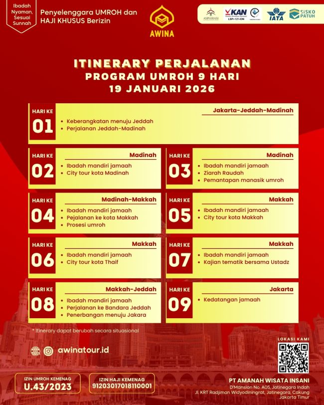 Itinerary Umroh Promo Januari 2026
